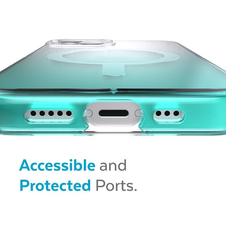 Speck Presidio Perfect-Clear + Ombre + MagSafe - iPhone 13 Case with MICROBAN Coating (Clear/Fantasy Teal Fade)