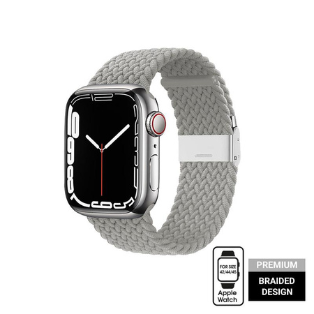 Crong Wave Band - Bracelet tressé pour Apple Watch 44/45/46/49 mm (gris clair)