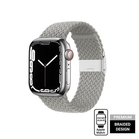 Crong Wave Band - Geflochtenes Armband für Apple Watch 42/44/45/49 mm (hellgrau)