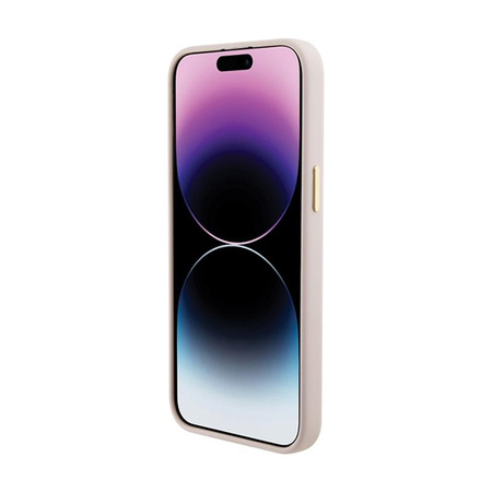 Guess Silicone Script Metal Logo & Frame - iPhone 15 Pro Tasche (rosa)