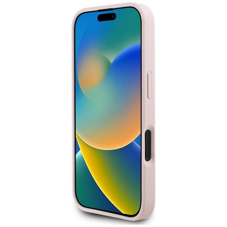 Guess szemcsés nyomtatott virágmintás MagSafe - tok iPhone 16-hoz (rózsaszín)