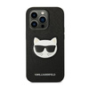 Karl Lagerfeld Saffiano Choupette Head Patch Case - Case for iPhone 14 Pro Max (Black)
