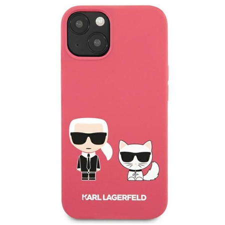 Karl Lagerfeld Silikonové pouzdro Karl & Choupette - iPhone 13 mini (fuchsiová)