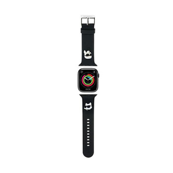 Karl Lagerfeld 3D Rubber Karl & Choupette Heads NFT - Bracelet pour Apple Watch 38/40/41 mm (noir)