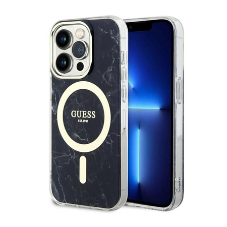 Guess Marble MagSafe - iPhone 14 Pro Tasche (Schwarz)