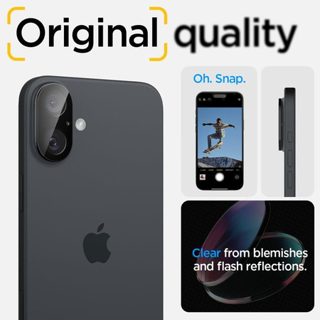 Spigen Optik GLAS.TR Camera Protector 2-Pack - Ochranné sklo na objektiv pro iPhone 16 / 16 Plus (2 ks) (Černá)