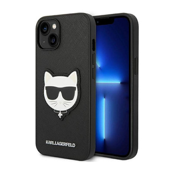 Karl Lagerfeld Saffiano Choupette Head Patch Case - pouzdro pro iPhone 14 Plus (černé)