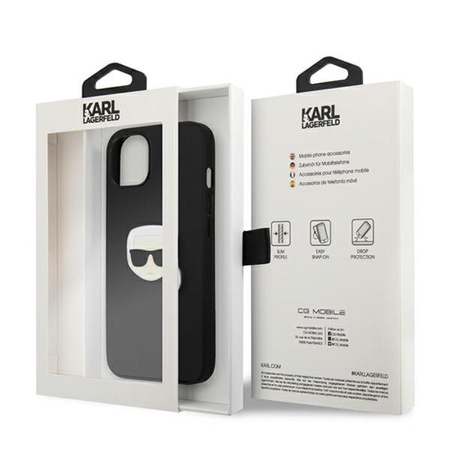 Karl Lagerfeld PU Leder Karl's Head Metall - iPhone 13 mini Tasche (schwarz)