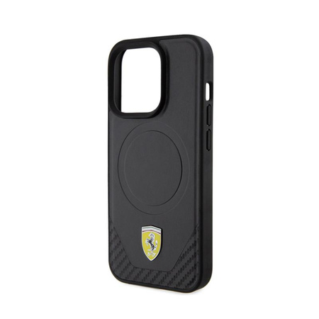 Ferrari Carbon Metal Logo MagSafe - iPhone 15 Pro Case (noir)