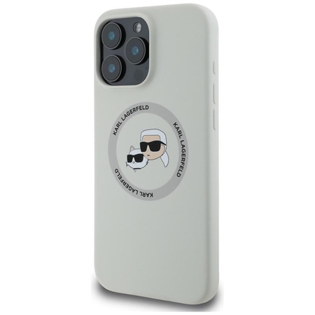 Karl Lagerfeld Silicone Double Heads And Circle MagSafe - Coque pour iPhone 16 Pro (beige)