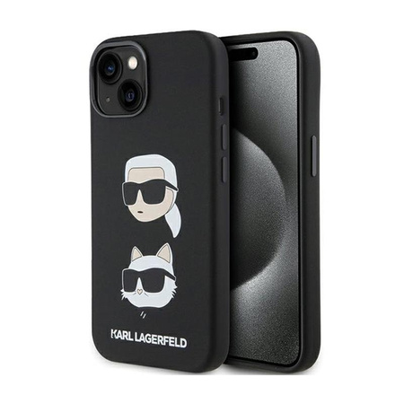 Karl Lagerfeld Silicone Karl & Choupette Heads - pouzdro iPhone 15 Plus (černé)