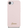 Guess Silicone Script Metal Logo MagSafe - étui pour iPhone 16e (rose)