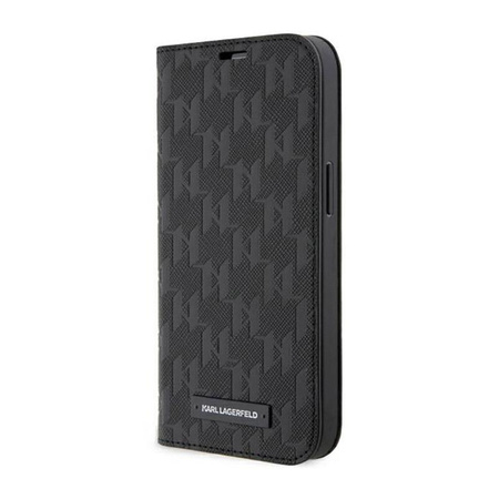 Karl Lagerfeld Booktype Saffiano Monogramm - iPhone 14 Pro Tasche (Schwarz)