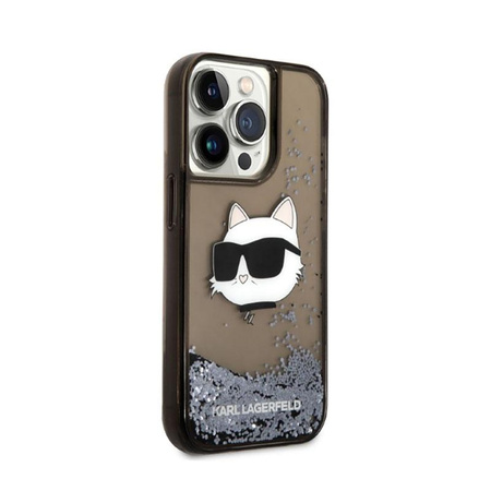 Karl Lagerfeld Liquid Glitter NFT Choupette Head - pouzdro pro iPhone 14 Pro Max (černé)