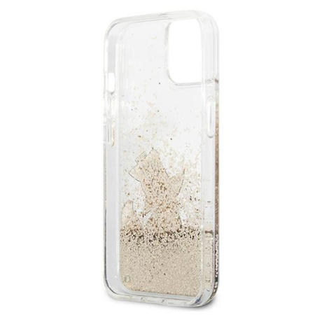 Karl Lagerfeld Liquid Glitter Choupette Fun - Coque pour iPhone 13 Mini (Or)