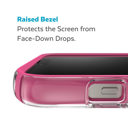 Speck Presidio Perfect-Clear mit Impact Geometry + MagSafe - iPhone 14 / iPhone 13 Hülle mit MICROBAN Beschichtung (Klar / Digital Pink)