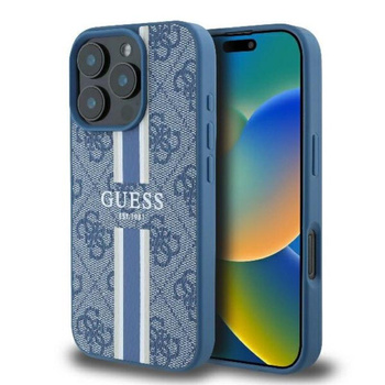 Guess 4G Printed Stripes MagSafe - Pouzdro pro iPhone 16 Pro (modrý)