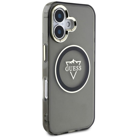 Guess IML Metal Mountain Logo MagSafe - Pouzdro pro iPhone 16 (černé)