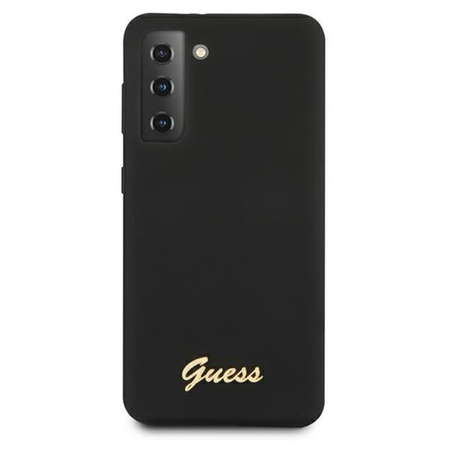 Guess Silikon Script Metall Logo - Samsung Galaxy S21+ Tasche (schwarz)