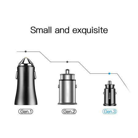 Baseus Grain - Autótöltő 2 x USB, 5 V / 3,1 A (fehér)