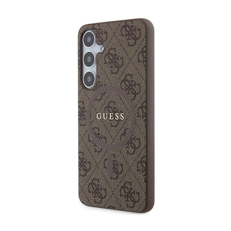 Guess 4G Collection bőr fém logós MagSafe - Samsung Galaxy S24+ tok (barna)