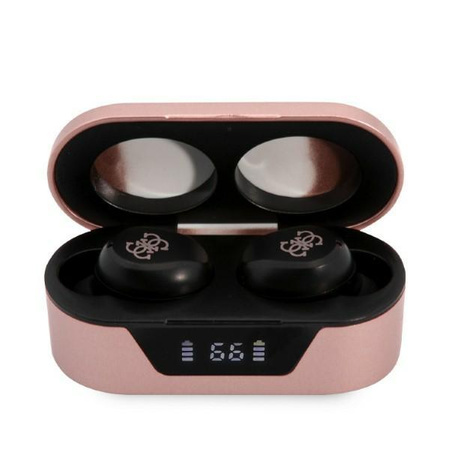 Guess True Wireless Earphones BT5.0 5H - sluchátka TWS + nabíjecí pouzdro (růžová)