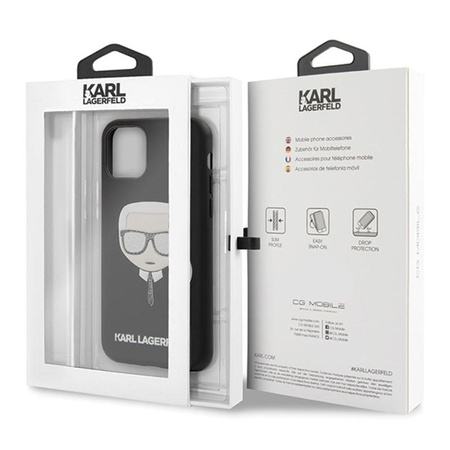 Karl Lagerfeld Iconic Embossed Glitter Case - Coque pour iPhone 11 Pro Max (Noir)