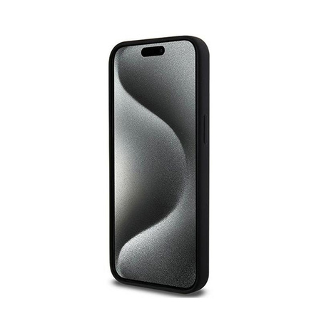 DKNY Liquid Silicone White Printed Logo MagSafe - Coque pour iPhone 15 Pro Max (noir)