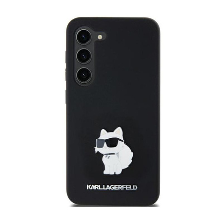 Karl Lagerfeld szilikon Choupette fém kitűző - Samsung Galaxy A35 5G tok (fekete)