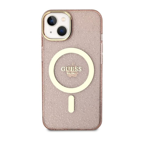 Guess Glitter Gold MagSafe - Case for iPhone 14 Plus (Pink)