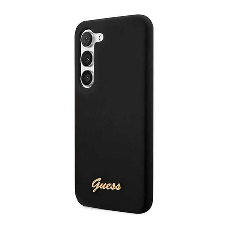 Guess Silicone Script Metal Logo - Hülle für Samsung Galaxy S23 (Schwarz)