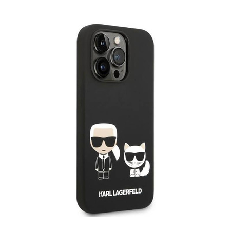 Karl Lagerfeld Liquid Silicone Karl & Choupette MagSafe - Coque pour iPhone 14 Pro Max (noir)