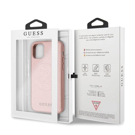 Guess Saffiano 4G Circle Logo - Coque iPhone 11 Pro Max (rose)