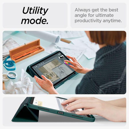 Spigen Urban Fit - Etui pour iPad Air 11" M3 (2025) / M2 (2024) / iPad Air 10.9" (5th-4th gen).) (2022-2020) (Vert Minuit)