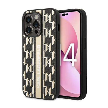 Karl Lagerfeld Monogram Stripe - iPhone 14 Pro Max Tasche (braun)