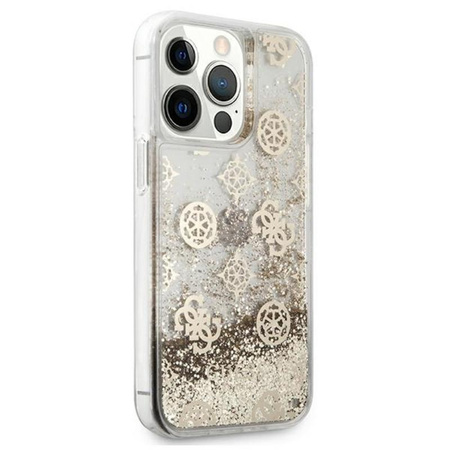 Guess Peony Liquid Glitter - Etui iPhone 13 Pro Max (złoty)