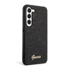 Guess Glitter Flakes Metal Logo Case - pouzdro pro Samsung Galaxy S23+ (černé)