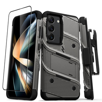 ZIZO BOLT Series - Samsung Galaxy S23 pancéřované pouzdro s 9H sklem na displej + držák se stojánkem (šedé)