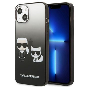 Karl Lagerfeld Gradient Ikonik Karl & Choupette - pouzdro na iPhone 13 mini (černé)