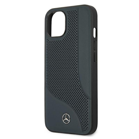 Mercedes bőr perforált terület - iPhone 13 tok (sötétkék)