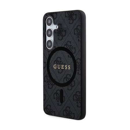 Guess 4G Collection Cuir Logo Métal MagSafe - Étui Samsung Galaxy S24 (noir)