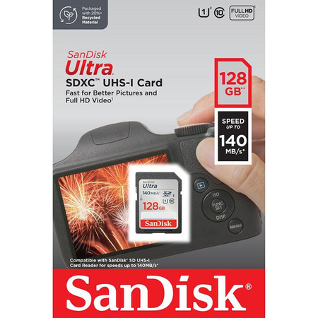 SanDisk Ultra SDXC - Speicherkarte 128 GB Klasse 10 UHS-I 140 MB/s