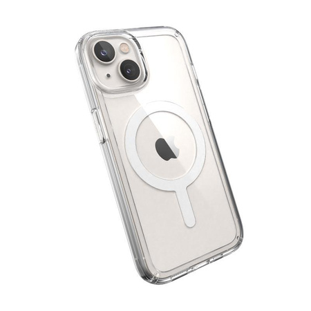 Speck Gemshell + MagSafe - Coque pour iPhone 14 / iPhone 13 avec MICROBAN à moitié (Transparent)