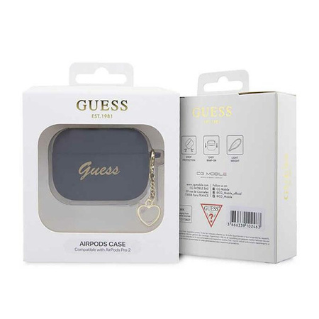 Guess szilikon szív charm - AirPods Pro 2 tok (fekete)