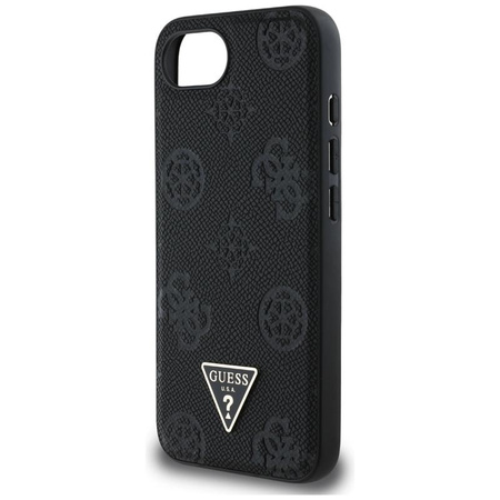 Guess Grained Hot Stamp Peony Triangle Logo MagSafe - pouzdro pro iPhone 16e (černé)