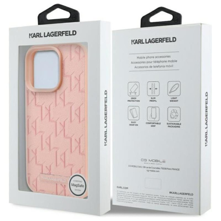 Karl Lagerfeld Hot Stamp MagSafe - Étui pour iPhone 16 Pro Max (rose)