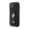 Karl Lagerfeld Gripstand Saffiano Karl & Choupette Pins - iPhone 15 Case (black)