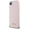 Guess Silicone Script Metal Logo MagSafe - pouzdro pro iPhone 16e (růžové)