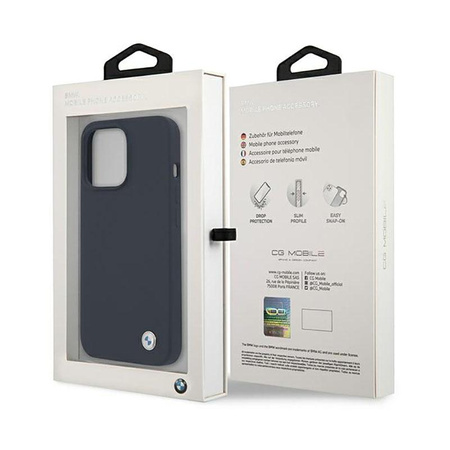 BMW Silicone Signature Logo Case pour iPhone 13 Pro Max (bleu foncé)