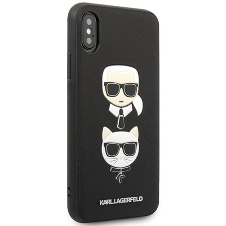 Karl Lagerfeld Saffiano Karl & Choupette Heads - iPhone Xs Max Case (black)